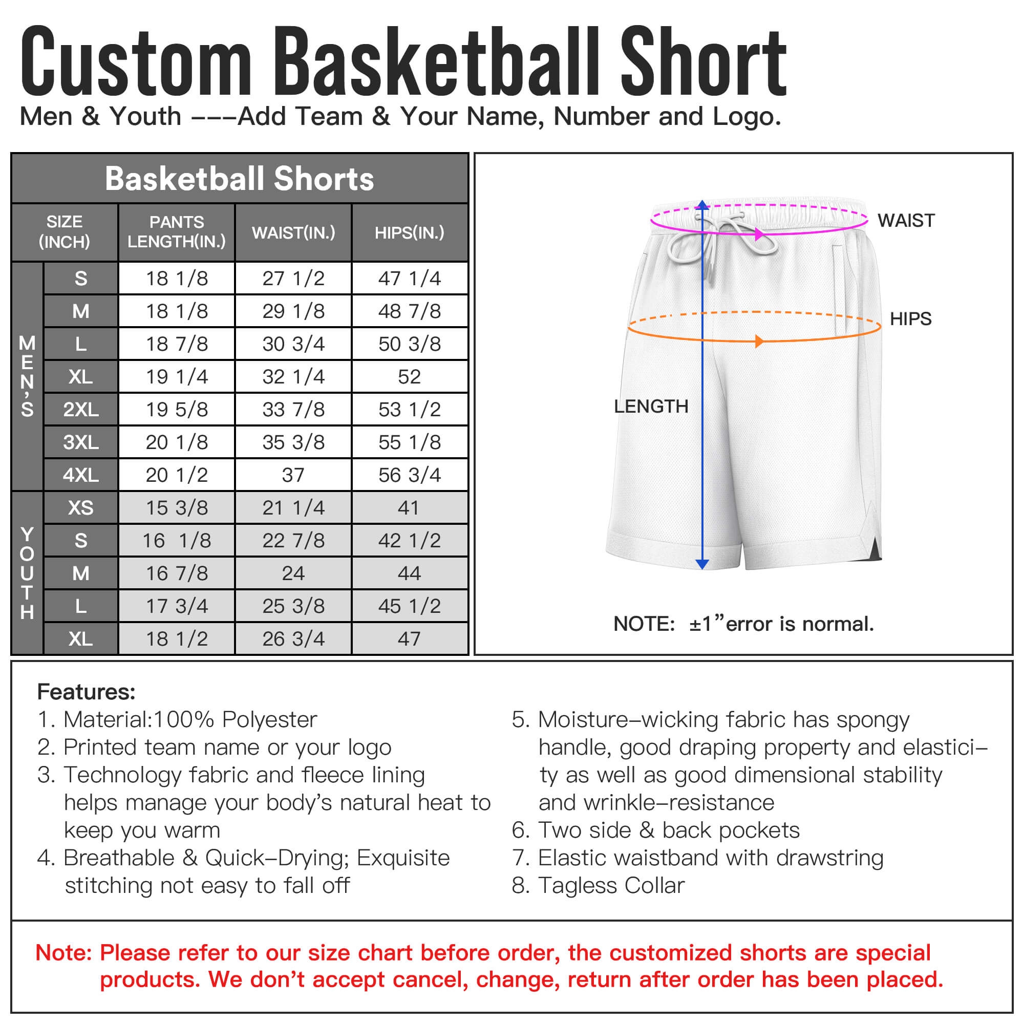 Custom basketball short